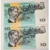 AUSTRALIA 1991 . TEN 10 DOLLARS BANKNOTES . FRASER/COLE . CONSEC PAIR . LAST PREFIX MRR AUSTRALIA 1991 . TEN 10 DOLLARS BANKNOTES . FRASER/COLE . CONSEC PAIR . LAST PREFIX MRR